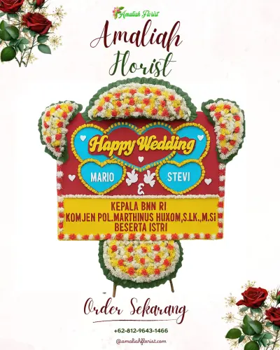 Karangan Papan Bunga Pernikahan di Cihurip